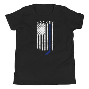 Patriotic Hockey American Flag - Youth Short Sleeve T-Shirt