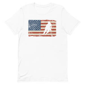 Hockey in America - American Flag 4th of July Hockey T-Shirt