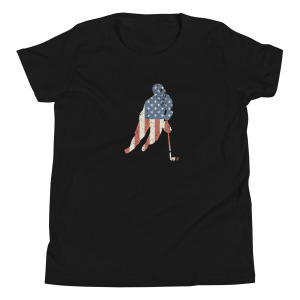 American Flag Design - Patriotic Ice Hockey Player Youth T-Shirt