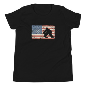 American Flag Youth Hockey Goalie T-Shirt - Patriotic Ice Hockey Apparel for Kids